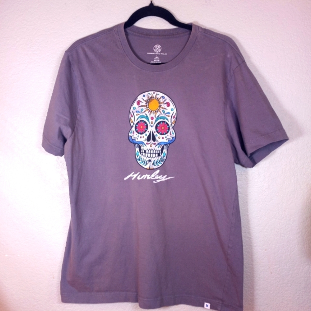 Hurley Classic Day Of The Dead Sugar Skull Cotton Casual Halloween Boho T Shirt